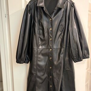 Black Faux Leather Coat